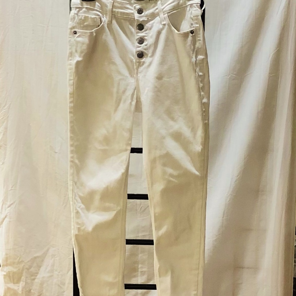 Old Navy Rockstar Super Skinny White Frayed Jeans